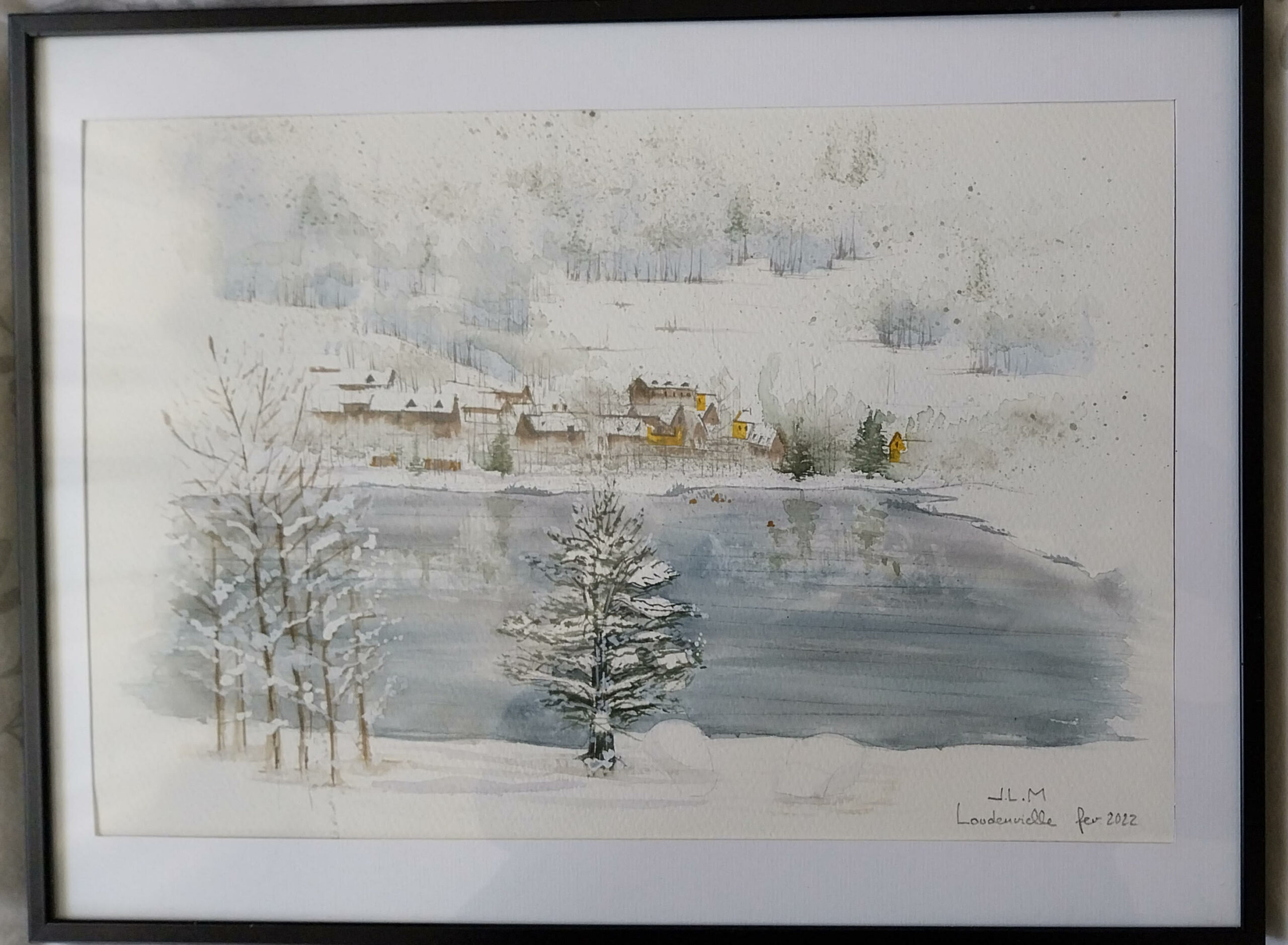 Jean-Louis Martin, Lac de Loudenvielle, aquarelle 40x30