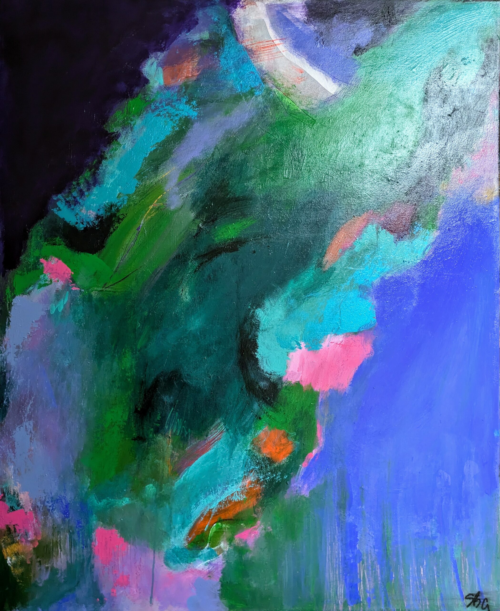Sylvie Boutin, Vallee verte, acrylique 100x81